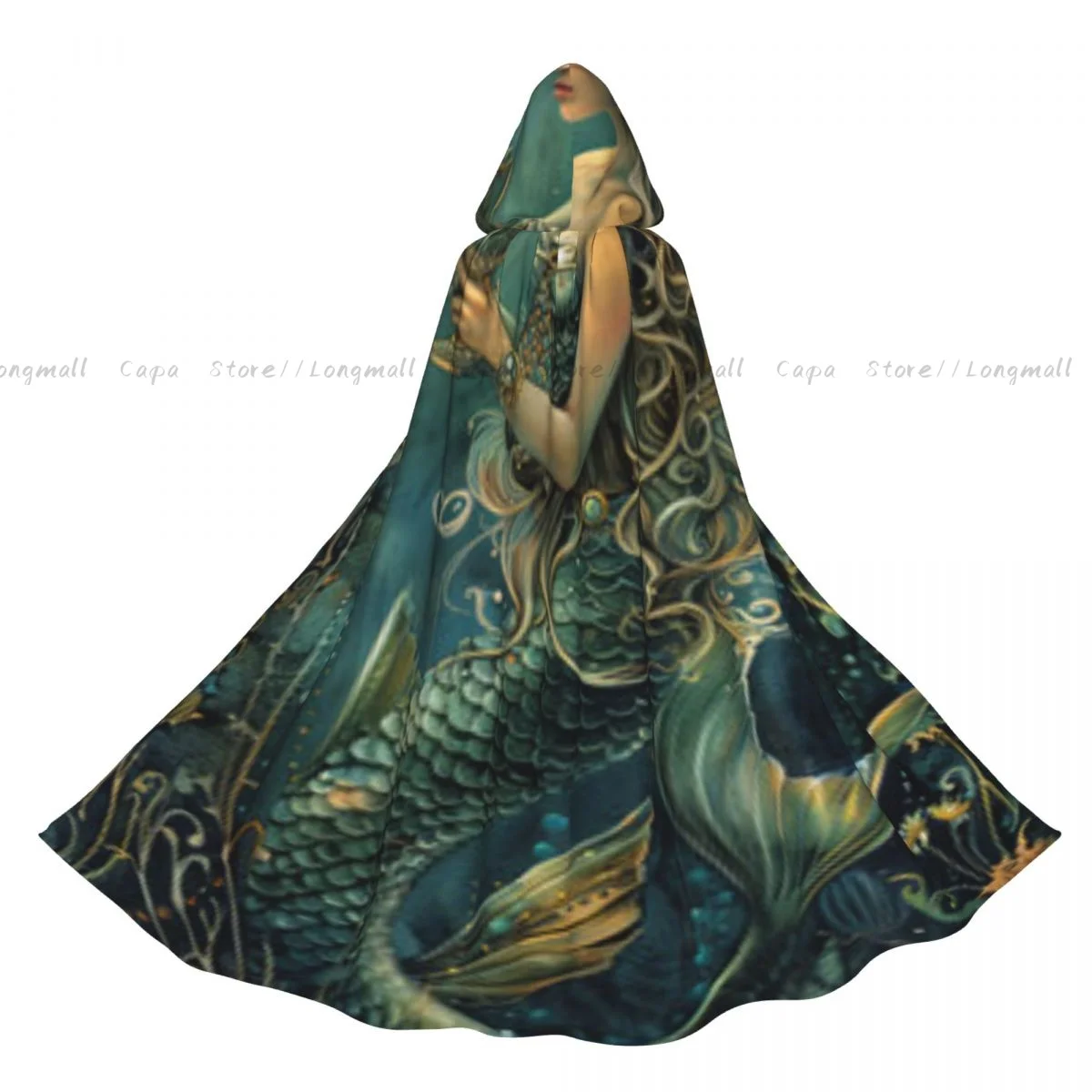 Плащ ведьмы красивая русалка с чашкой костюм для косплея на Хэллоуин плащ