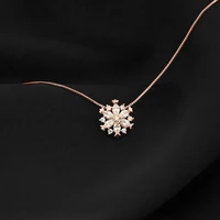 fanualoli 2022 new product snowflakes pendant necklace gold silver diamonds necklace for women korean fashion jewelry for woman