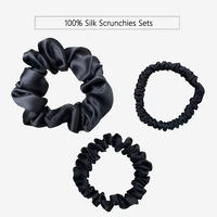 100 pure mulberry silk scrunchies sets elastic hair band tie hair real silk headbands hair accessories for women girls 3pcs