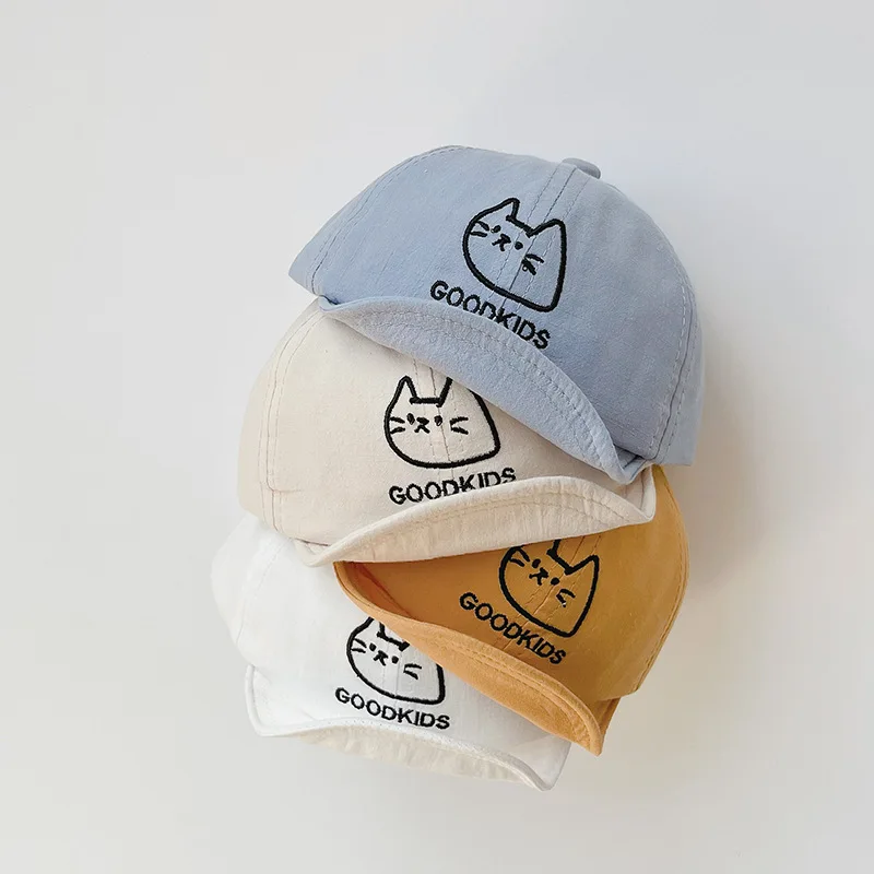 

GOODKIDS Letter Embroidery Baby Baseball Cap Cartoon Cat Embroidered Toddler Boys Girls Sun Hats Cotton Kids Caps Fit 3-16Months