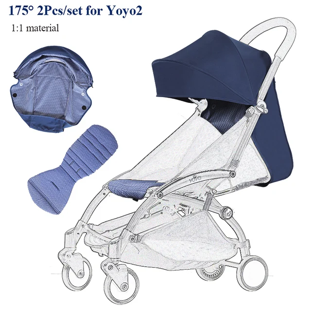 175°Stroller Accessories Hood&Mattress For Babyzen Yoyo2 Canopy Cover Seat Cushion Fit Yoyo Pram Sunshade 1:1 Fabric 1