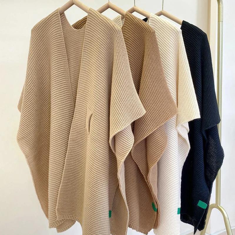 

Women Neckerchief Scarf Knitted Shawl Large Neck Warm Solid Color Soft Costume Accessories Winter Lady Capes