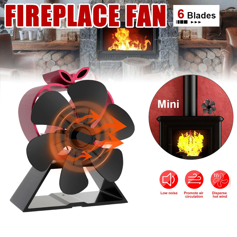 

Вентилятор для плиты, 6 лопастей, с питанием от тепла, семейные элементы, эко-вентилятор, деревянная горелка, Тихая домашняя эффективная расп...