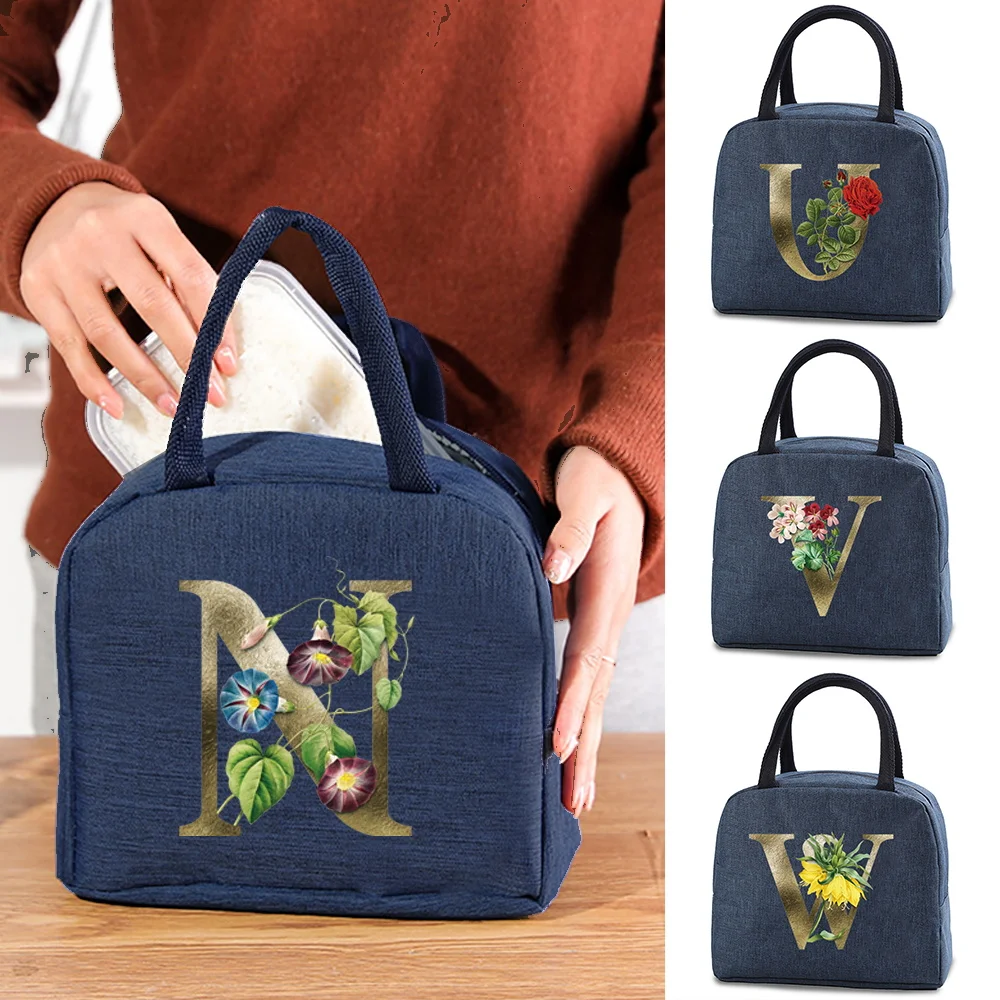 

Portable Lunch Bags For Children School Food Insulated Lunch dinner Box Pouch Women Handbags Cooler Picnic Canvas Thermal Bag