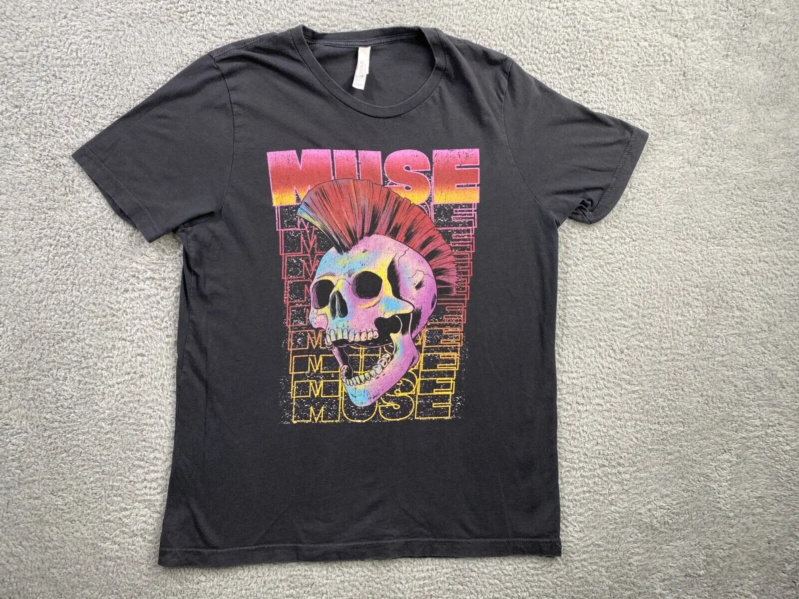 Мужская рубашка Muse, большая серая футболка с коротким рукавом и принтом черепа