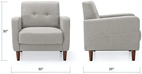 

Adair Mid-Century Modern Sofa Couch with Armrest Pockets, Tufted Linen Fabric, Heather Blue Funda sofa Armchair cover stretch Li