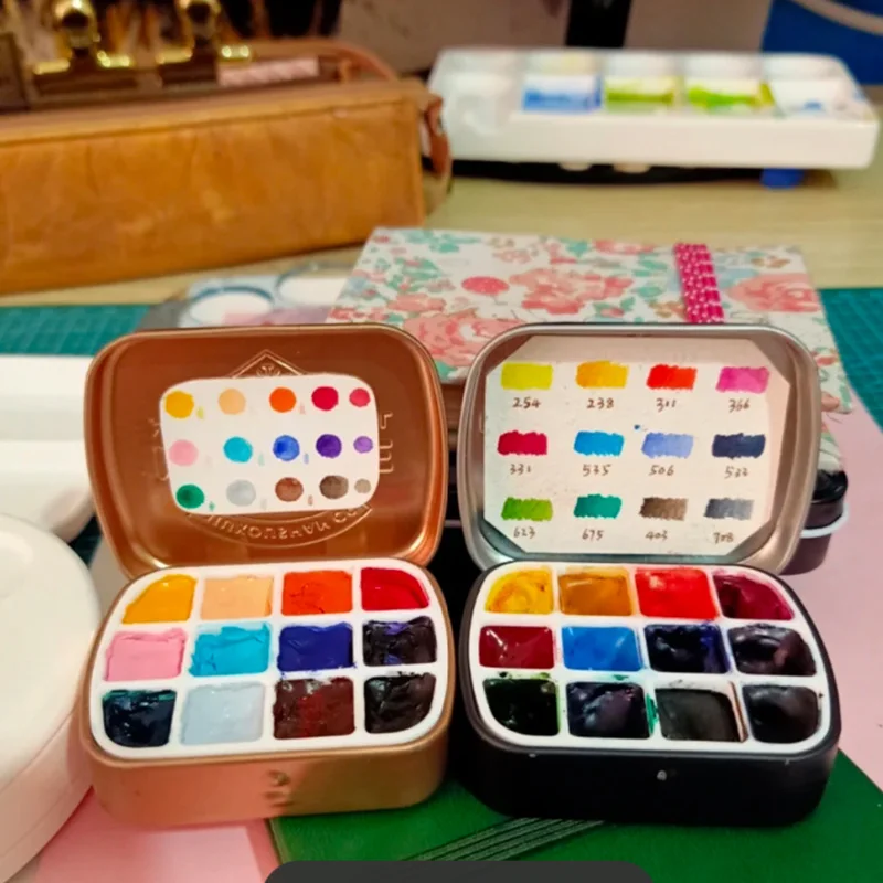 Ceny Watercolor Tin Box Palette For Paints Empty Small Mini DiyPaint Tray Box For Painting Supplie 6 12 15 20 Grids