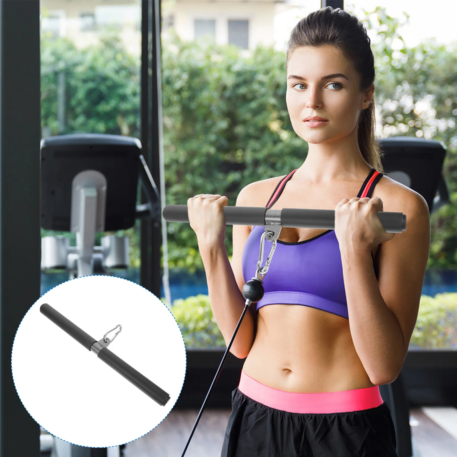 

DIY Rotating Straight Bar Attachment for Rowing Exercises Fitness Gym Arm Shoulder Muscles, Row Bar LAT Pulldown Bar Attachment