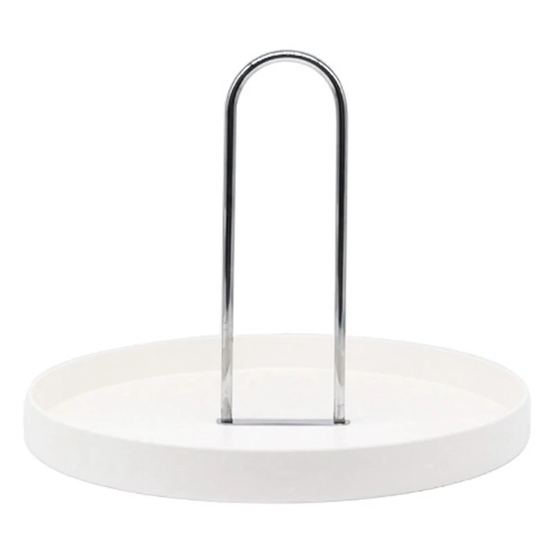 

Desktop Storage Tray Nordic Plastic Round Jewelry Trays Living Room Kitchen Table Meal Snack Tray Plate With Handle