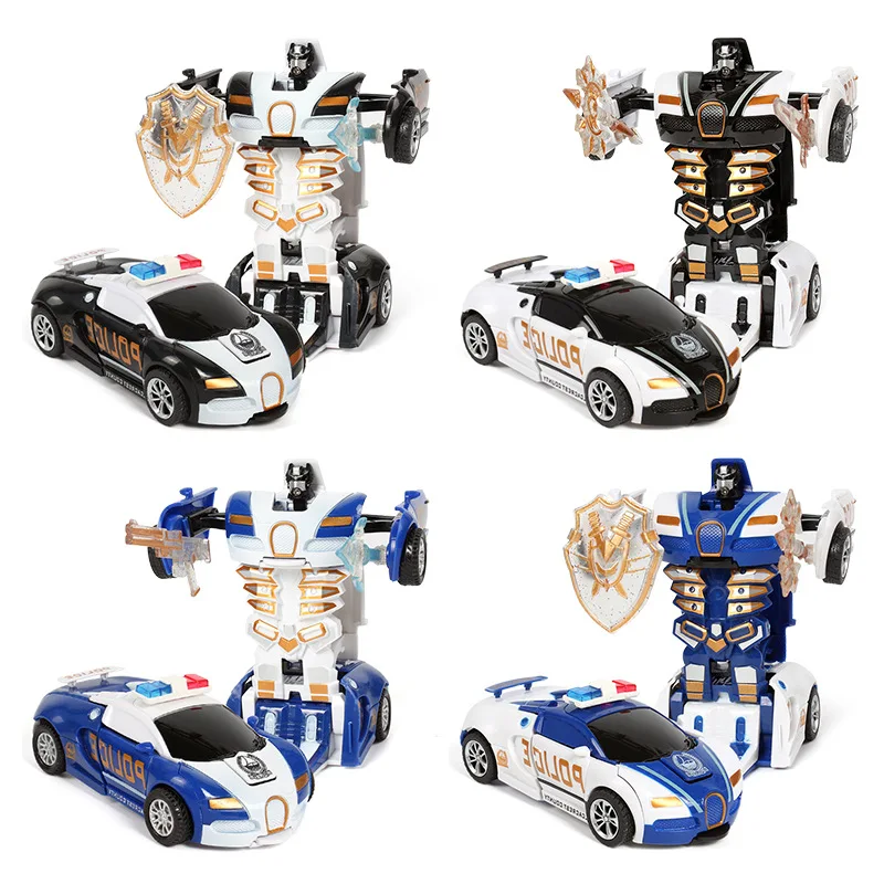 

Kids Robot Car Toy One-key Deformation Car Toys For Children Automatic Transform Robot Plastic Robot Model Car Toy For Boys Gift