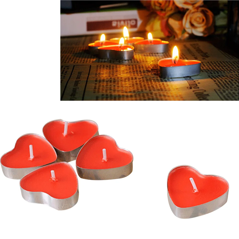 

50Pcs Smoke-free Romantic Candle Marriage Proposal Confession Heart-shaped Candle Wax Candles(Red)