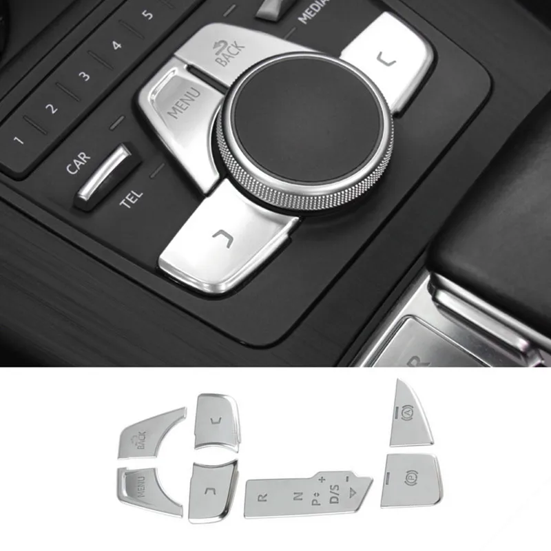 

Автомобильный Стайлинг, центральное управление, мультимедийная кнопка, блестящий декоративный чехол, отделка для Audi A4 B9 A5 2017-2019, аксессуары ...