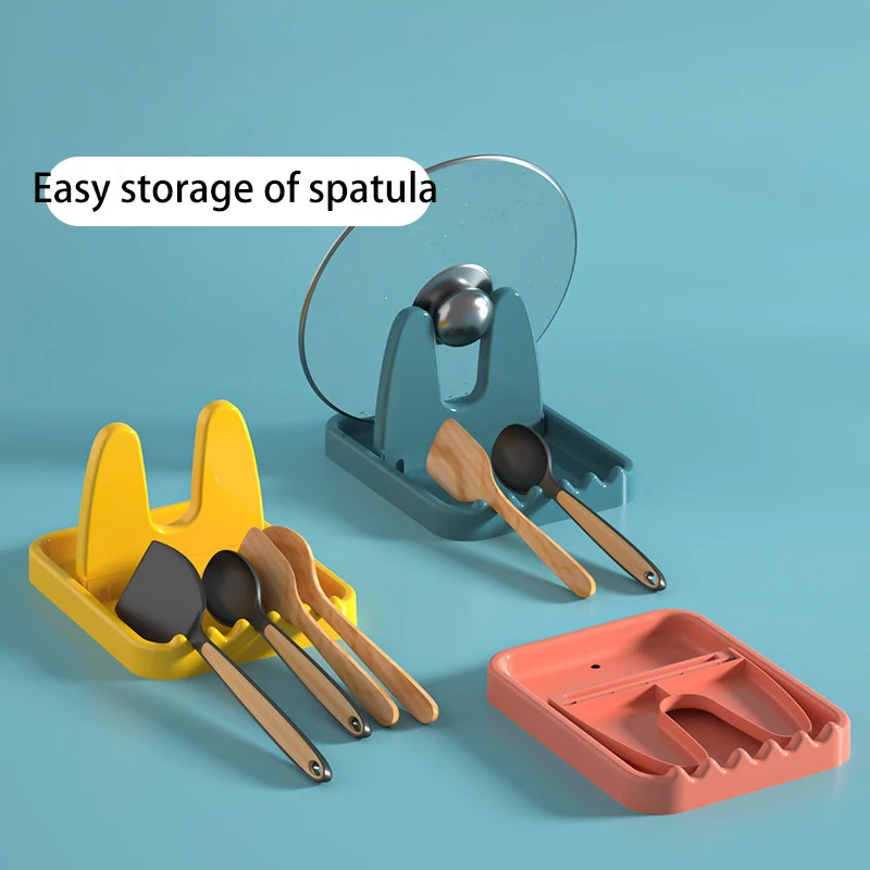 

Household Vertical Foldable Pot Cover Rack Plastic Desktop Multi-Functional Rack Spoon Spatula Storage Rack Kitchen Accessories