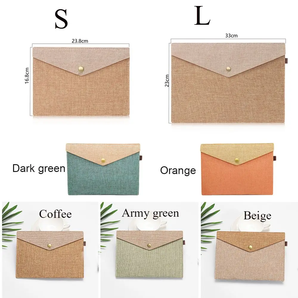 1PC Simple A4/A5 Elegant Big Capacity Document Bag Imitation Linen Canvas Felt File Bag Briefcase File Folders Office Supply images - 6