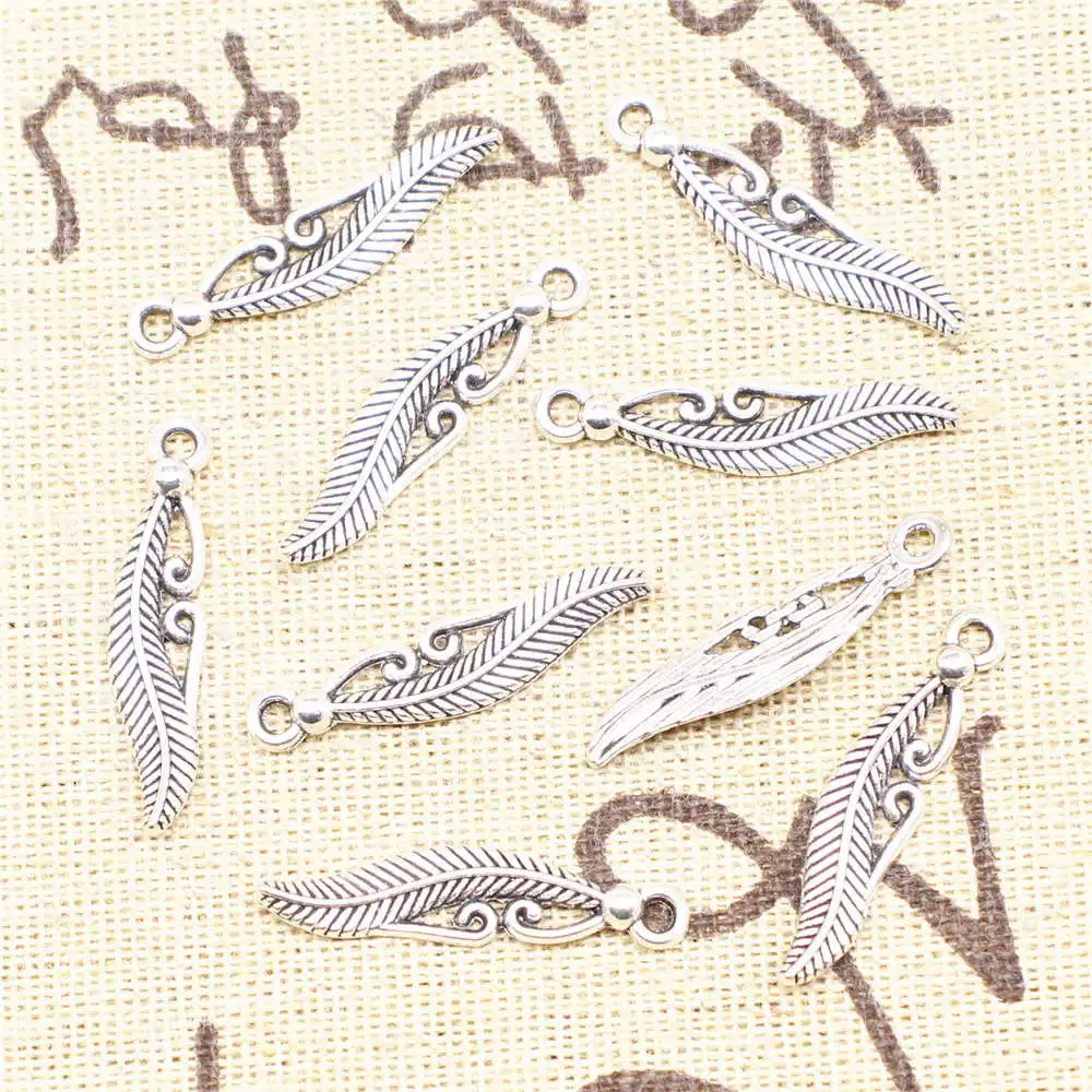 

Подвески в виде перьев, серебристого цвета, 6x28 мм, 20 шт.