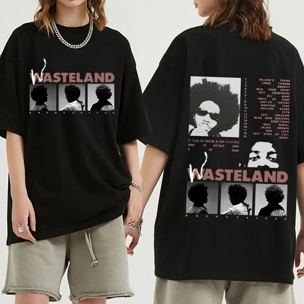 Brent Faiyaz T-shirt 2022 Music Album Wasteland Print Short Sleeve T-shirts Oversized Hip Hop Harajuku Streetwear Unisex Gothic