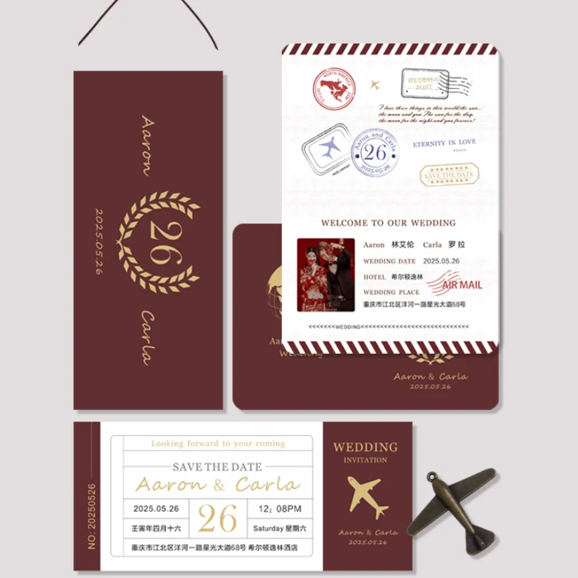 30set Personalized Passport Boarding Pass Tickets Invitation Event Party Travel Theme Wedding Invite Cards For Guests