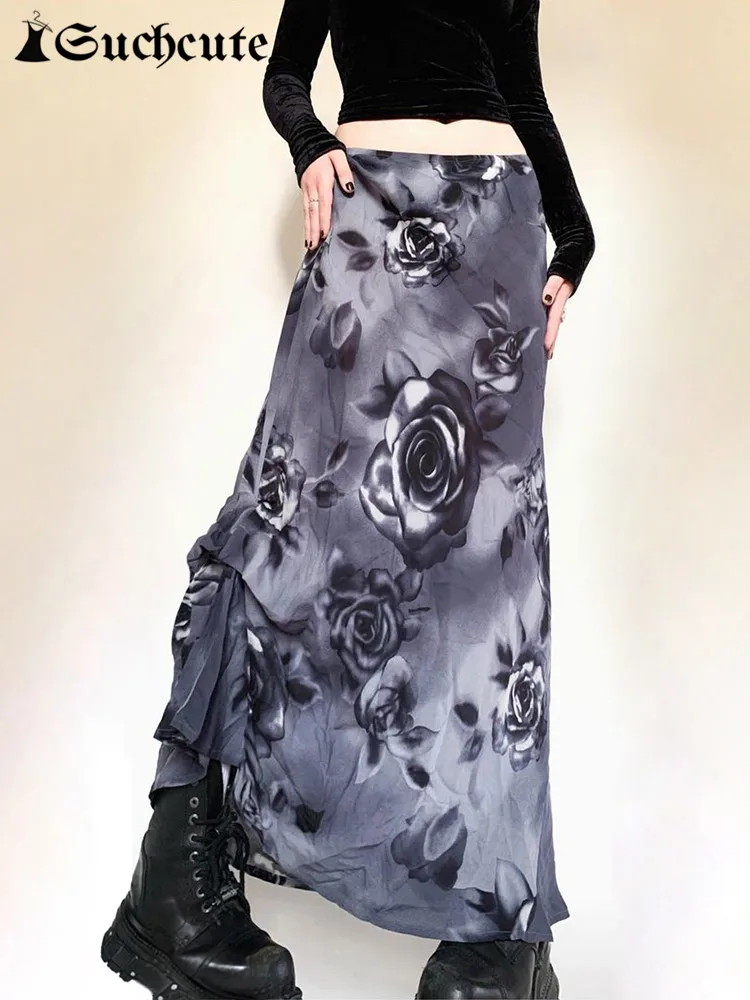 

Юбка-макси с цветочным принтом, с низкой посадкой, y2k