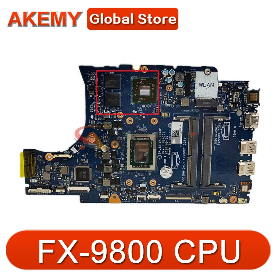 

Brand NEW Laptop Motherboard FOR DELL Inspiron 5565 FX-9800 BAL22 LA-D803P CN-0KPK2C KPK2C Mainboard Notebook PC 100%Tested
