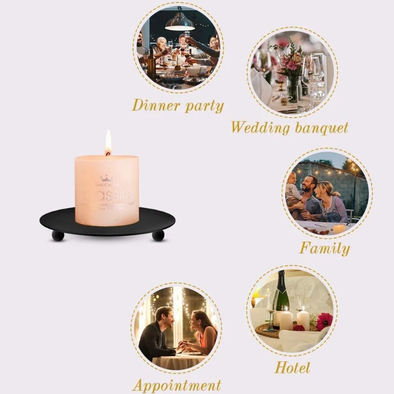 Iron Plate Candle Holder Decorative Candle Plate Pedestal Candle Stand for Wax Candles Spa Wedding &amp Birthdays Party images - 6