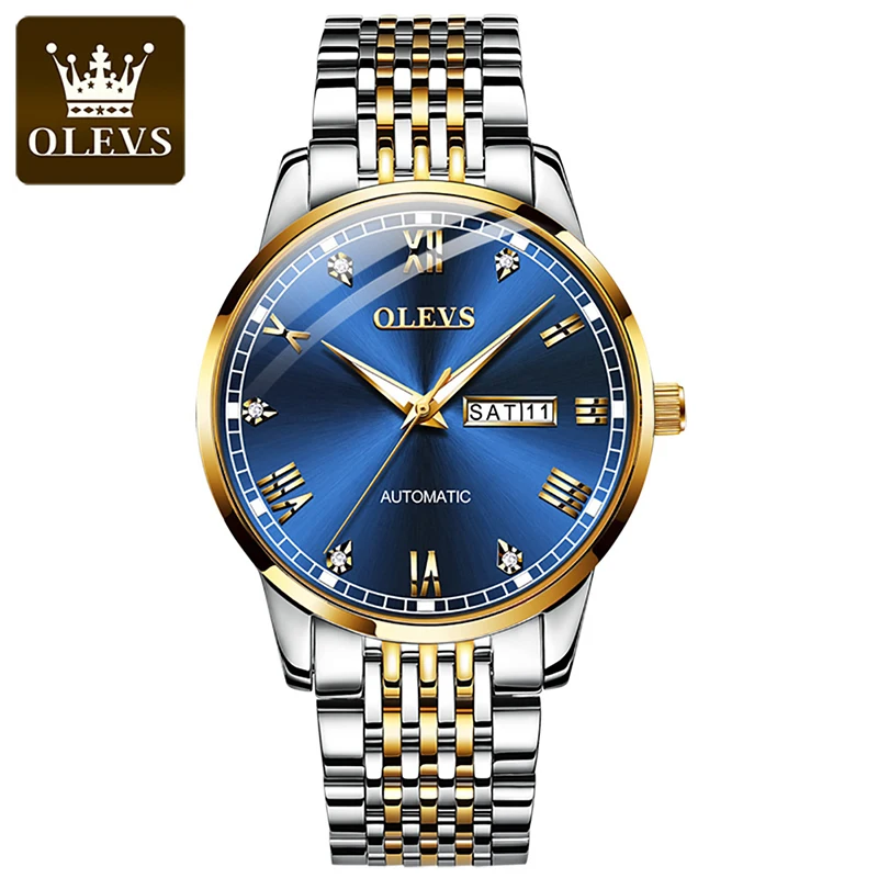 OLEVS Mens Mechanical Watches Top Brand Luxury Automatic Watch Business Stainless Steel Waterproof Watch For Men Reloj 6602