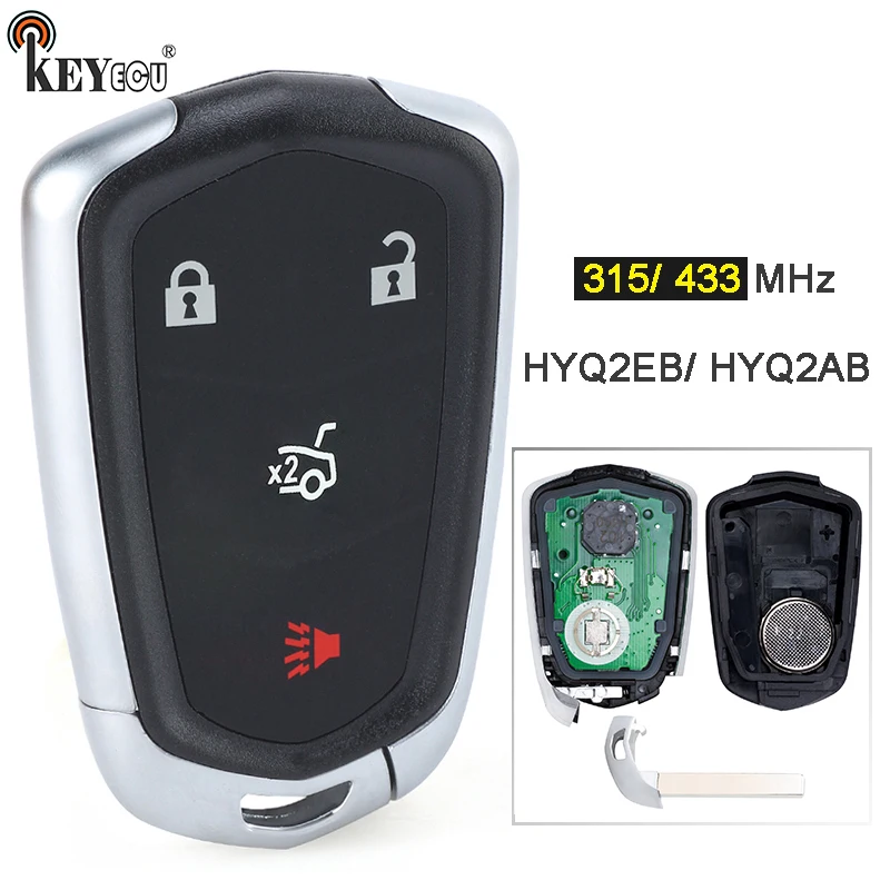 

KEYECU 315MHz/ 433MHz FCC ID: HYQ2EB/ HYQ2AB Keyless Smart Remote Key Fob 5+1 6 Button for Cadillac Escalade ESV 2015-2020