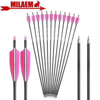612pcs 30inch archery carbon arrow spine 500 id6 2mm od7 8mm 100gr point tip 4inch turkey feather hunting accessories