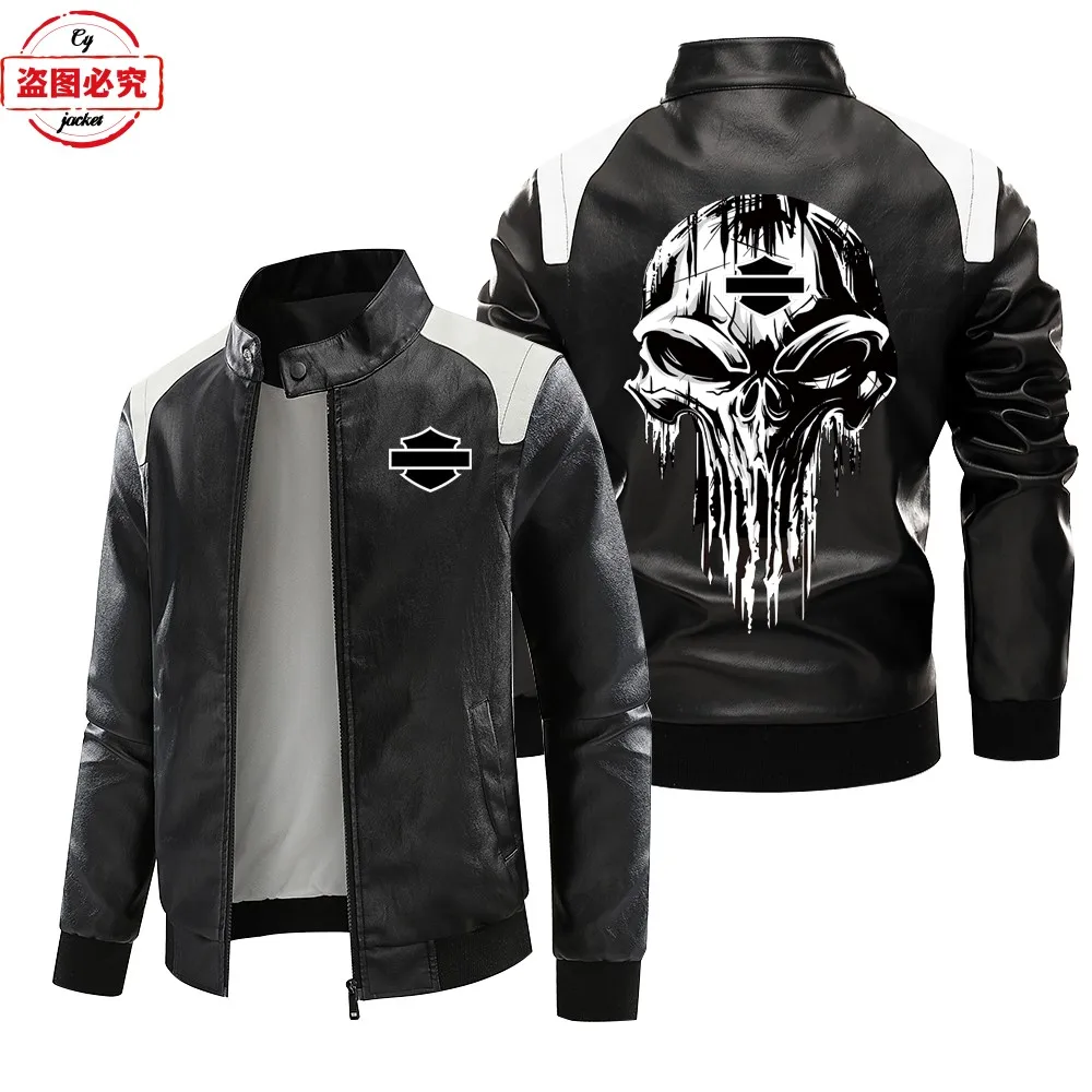 Кожаная куртка с логотипом мотоцикла из искусственной кожи ветрозащитная