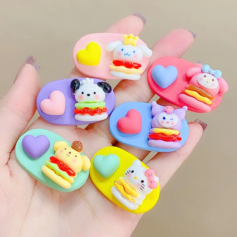 

Kawaii Sanrio, Hello Kitty My Melody Kuromi новый милый мультяшный детский сладкий карамельный цвет боковая челка зажим сломанная шпилька для волос