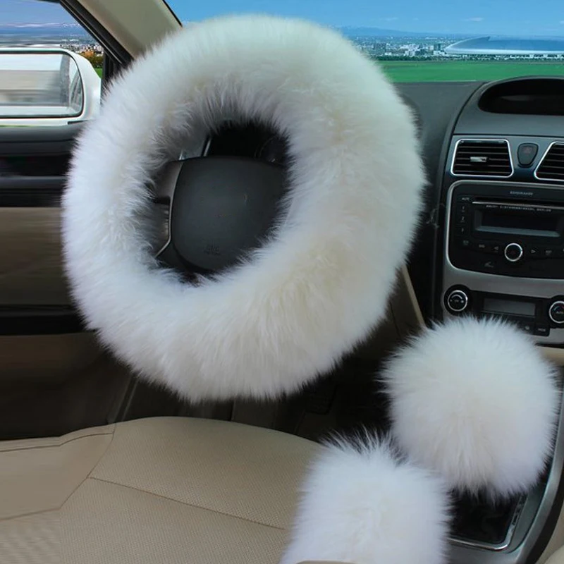 

Новый автомобильный пушистый плюшевый чехол на руль, модные зимние теплые флисовые перчатки с нескользящей ручкой, женские аксессуары для украшения автомобиля