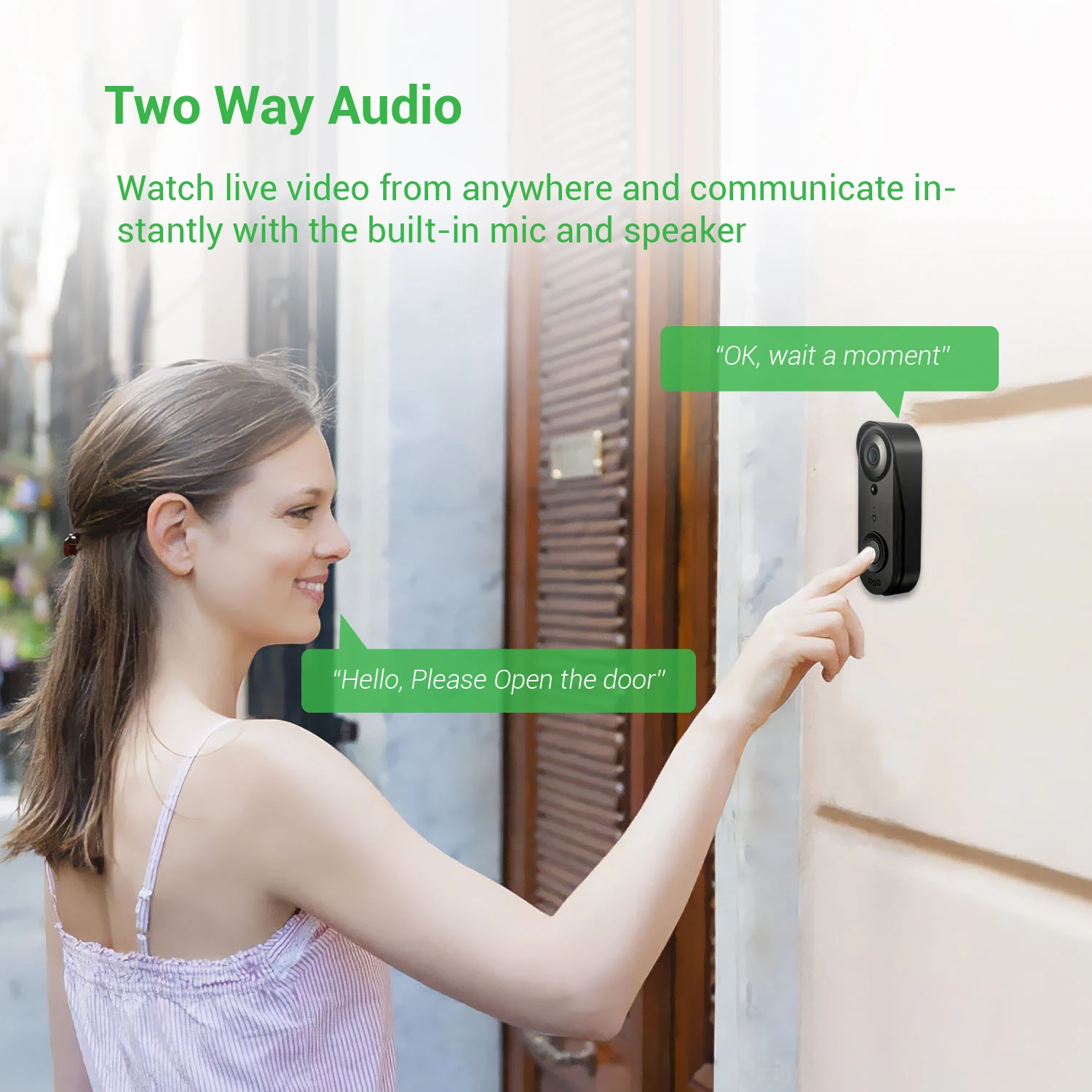 2 МП 1080P iCam365 APP IP-видеодомофон с питанием от аккумулятора, Wi-Fi, низким энергопотреблением и функцией видеонаблюдения за дверью (art.: 3920dbef1fb2f) - 3920dbef1fb2f