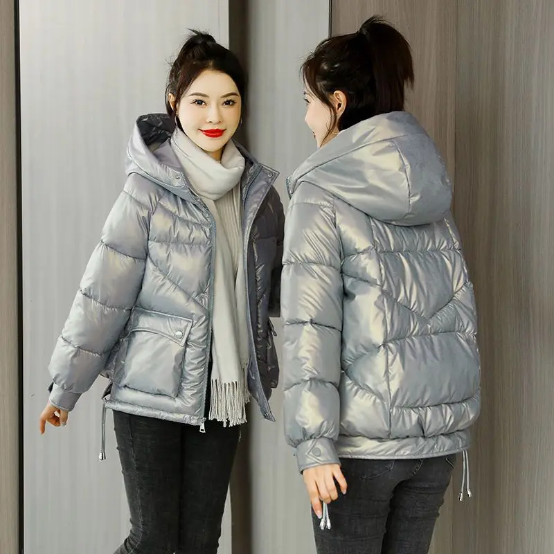 Fashion Padded Hooded Cotton Jacket Bread Clothing For Ladies 2022 New Wash-free Glossy Short Down Padded Jacket Winter Jacket