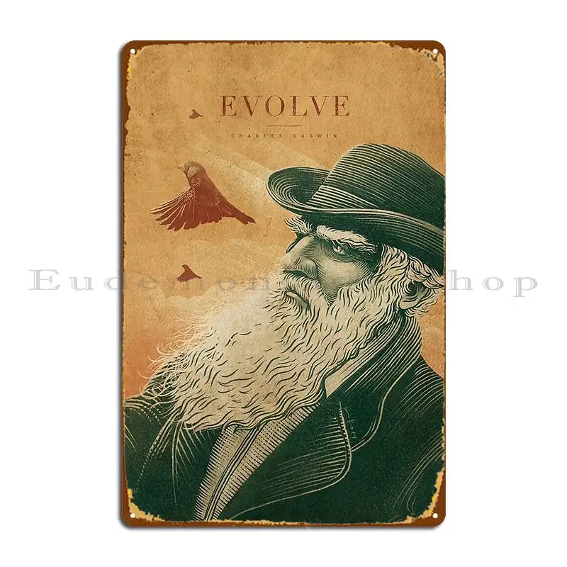 Evolve Charles Darwin Винтажная Версия Kikos металлический знак классическая кухня Создайте
