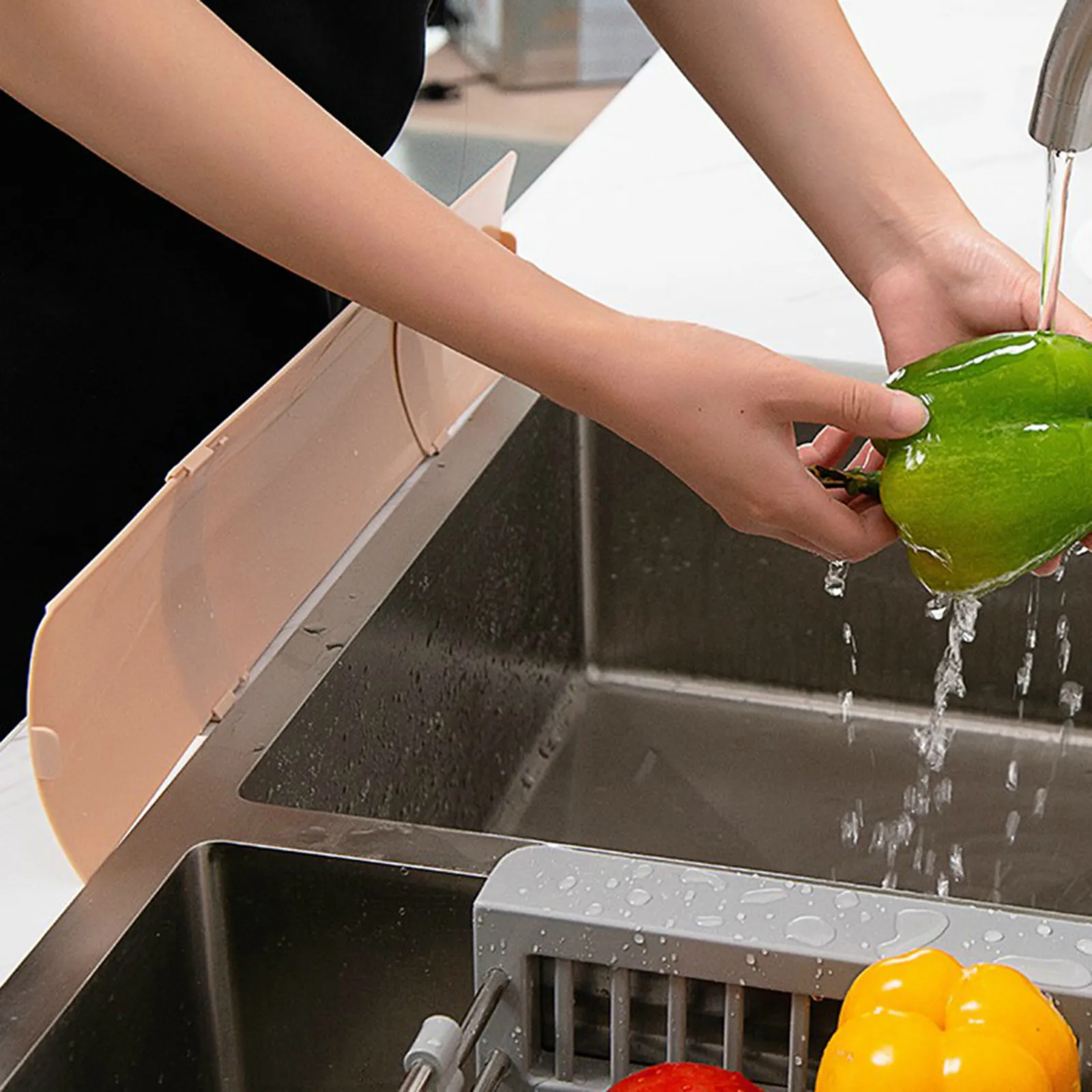 

Kitchen Sink Water Baffle Vanity Splash Proof Wash Kitchen Sink Countertop Strip Sink Splash Proof Scrub Brush for Shower Grout