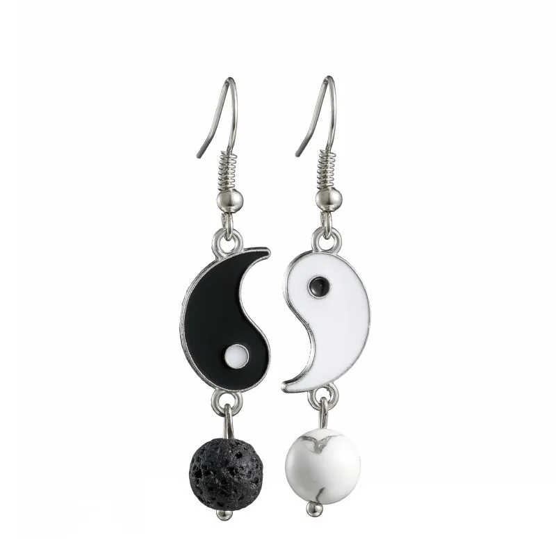 

New Classic Tai Chi Yin Yang Drop Earrings Black White Gossip Design Dangle Earrings For Women Girls Friendship Jewelry Gift