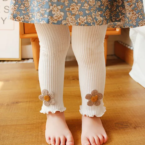 Baby Girl Leggings Autumn Pants Baby Pantyhose Child Toddler Pant Flower Cotton Knitting Trousers for Kids Infant Legging Spring
