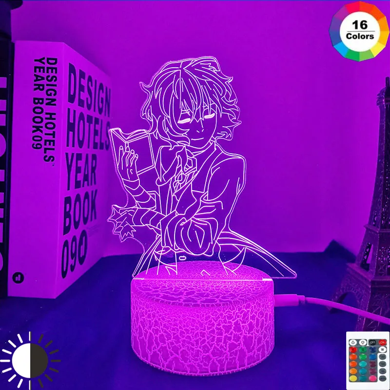 Аниме бродячие собаки DAZAI BOOK 3D светодиодный ная лампа для спальни украшение