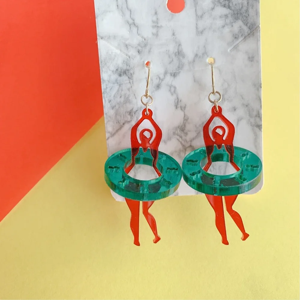 

Acrylic Creative Swim Ring Lilliputian Earrings Handmade Earrings For Women Summer Jewelry Accessories Gift