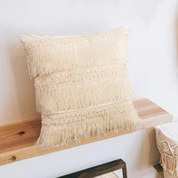boho cushions cover decorative pillows for sofa bed beige cushion cover with 3 layers of tassels plain pillow cases 45x45cm