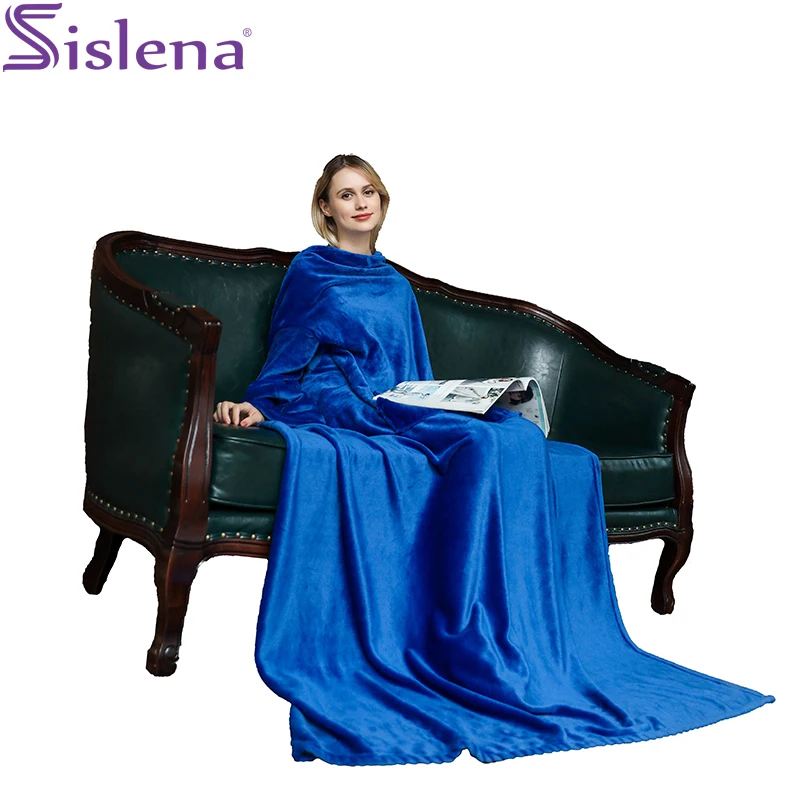

Oversized Flannel Blanket with Sleeves Winter Hoodies Sweatshirt Women Men Fleece Giant TV Air Conditioning Blanket Bedspread