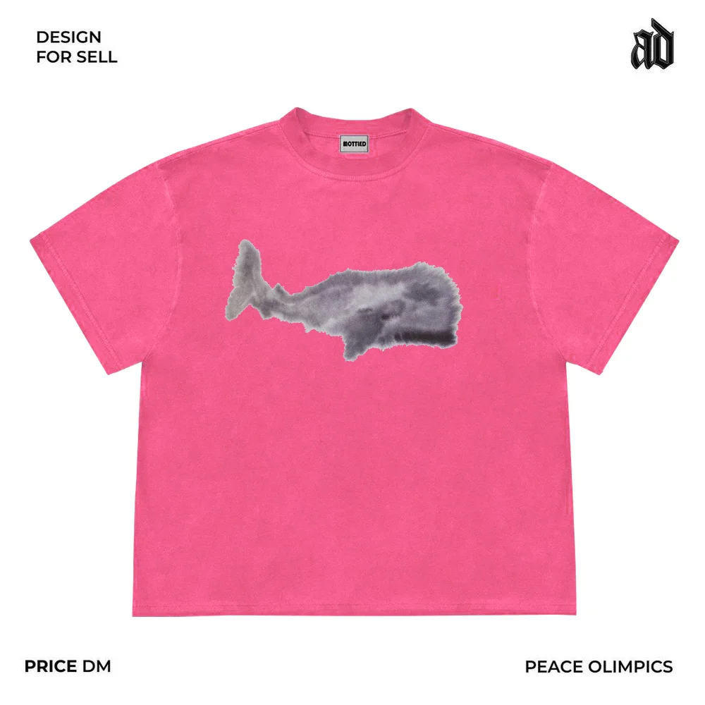Mottled Studio! Small Neckline! INS Sle American vintage Summer Pullover Short sleeve T-shirt |