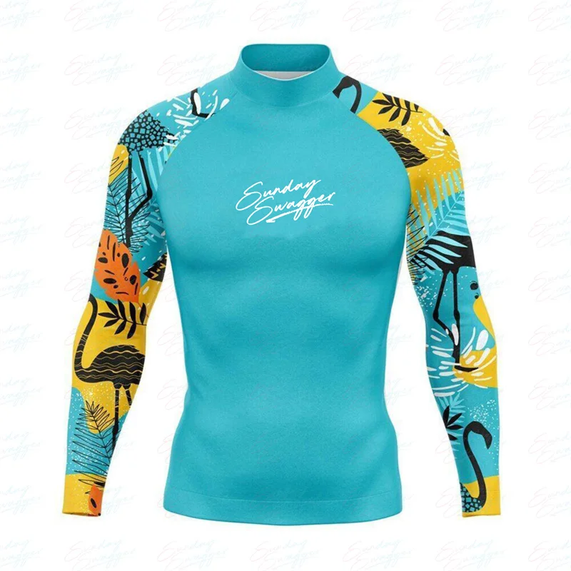 

Sunday Swagger Men's Swimsuit Protection Beach Protective Swimsuit Diving Sports Long Sleeve Surfing Swim Surfing T -shirt