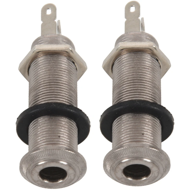 

2X Electric Guitar Jack Chrome Threaded Cylinder Output Input Jack Plug Sockets 1/4 Inch For Electric Guitar