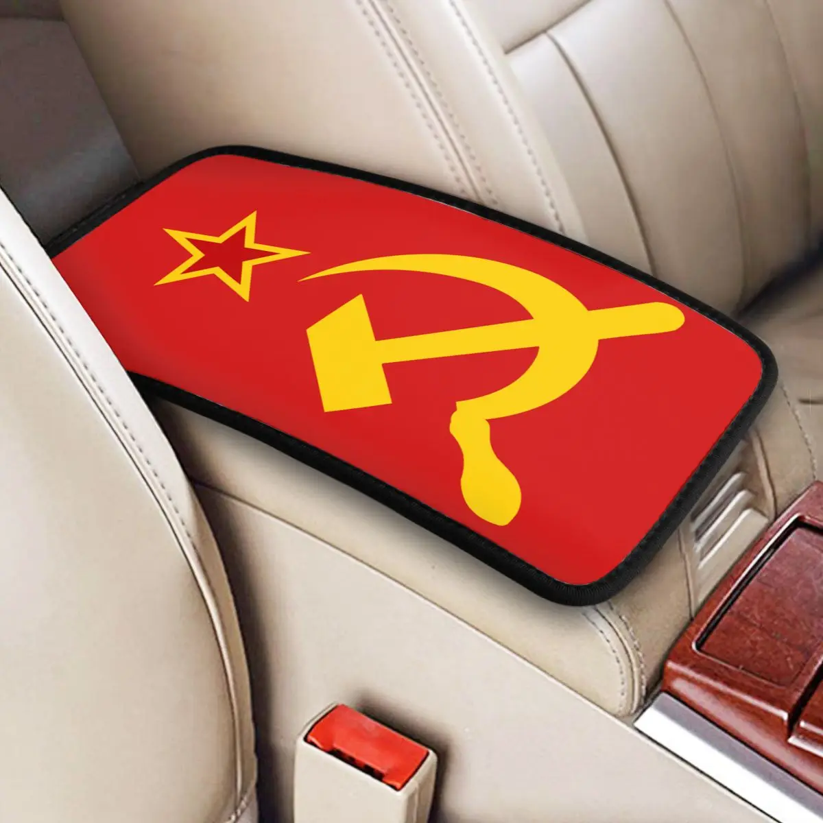 

Крутой подлокотник с российским советским флагом, противоскользящий подлокотник под центральный консоль СССР, молот и серп, коврик, аксессуары для интерьера