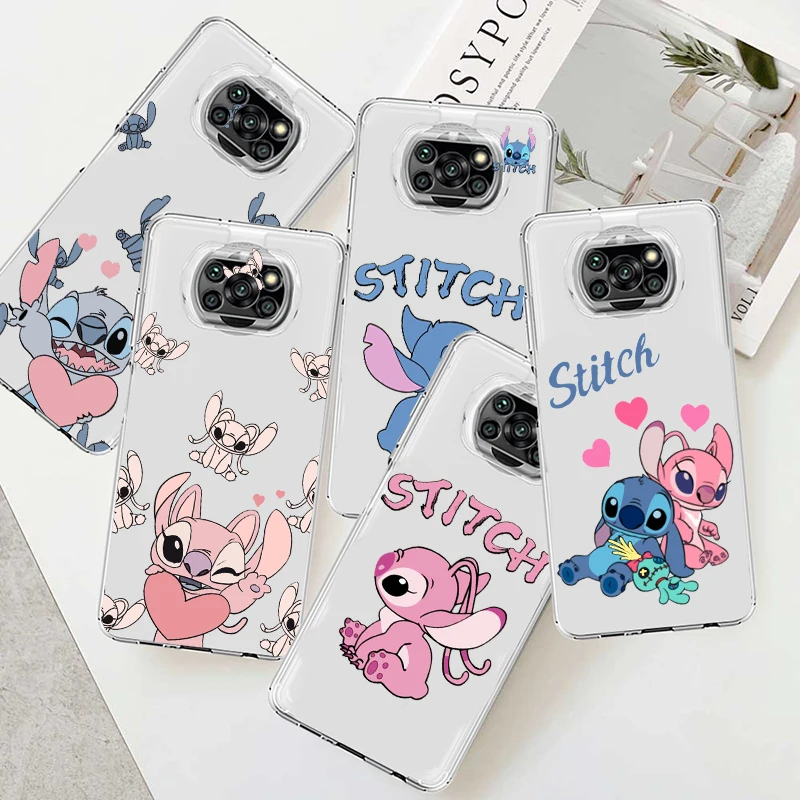 

Lilo Stitch Disney Couple For Xiaomi Poco X5 C55 C50 M5 M4 X4 X3 F3 GT NFC M3 C3 M2 X2 Pro Silicone Transparent Phone Case Cover