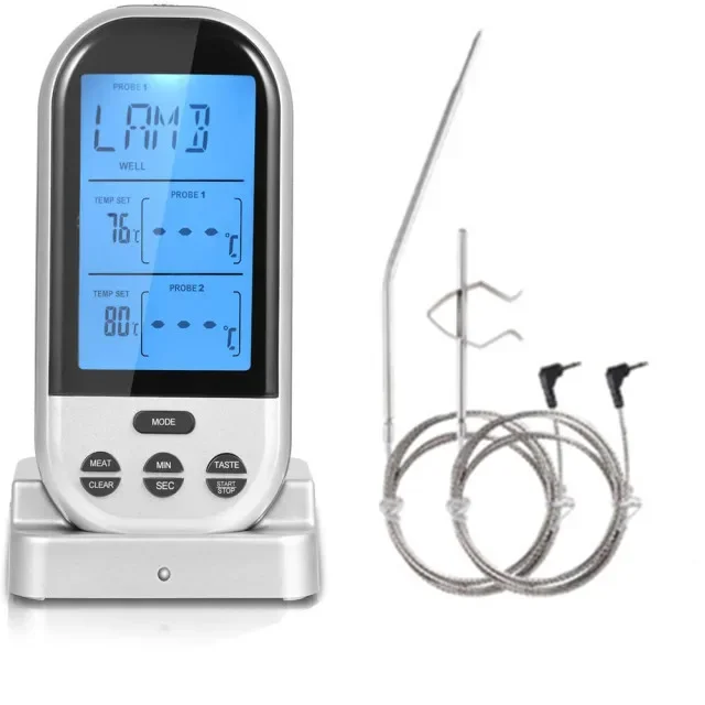

ANYOHOE беспроводные цифровые термометры для мяса, дистанционный термометр для приготовления пищи, барбекю, гриля с двойным зондом для духовки, курильщика, барбекю