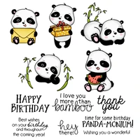 mangocraft cute panda bamboo cutting dies clear stamp happy birthday diy scrapbooking stencil decor metal dies stamps for card