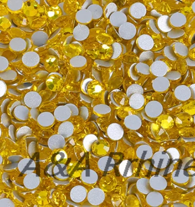 

Полноразмерный цитрин лимонно-желтый без горячей фиксации дизайн ногтей Стразы маникюрное украшение с плоской задней стороной искусствен...