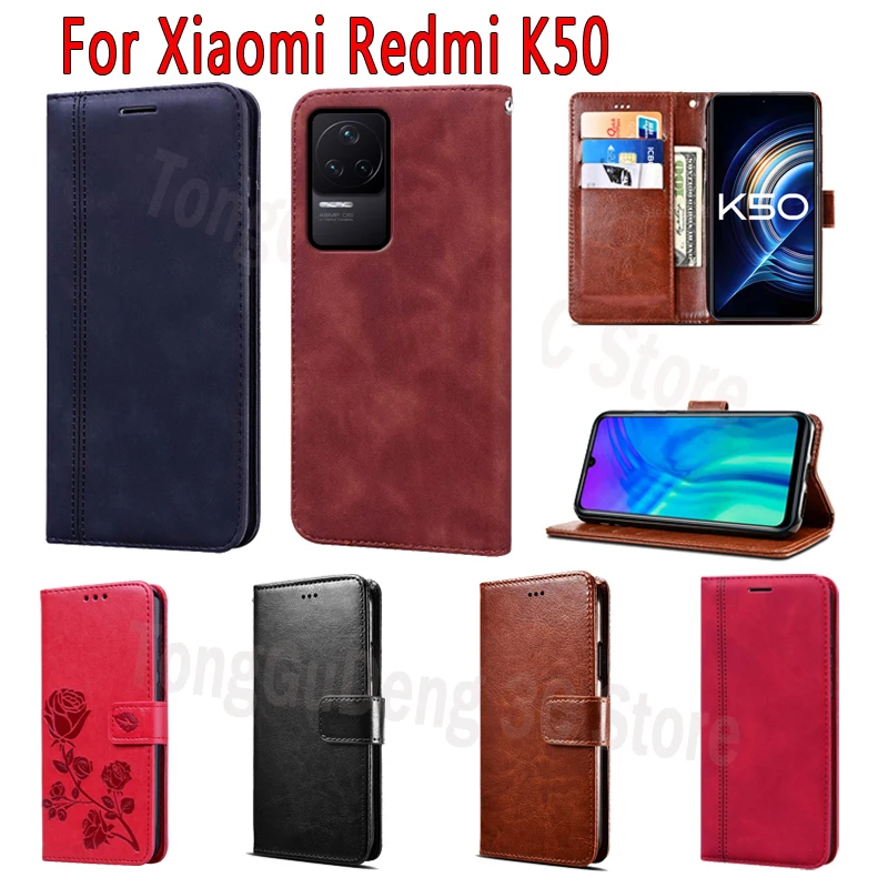 

For Xiaomi Redmi K50 Case Flip Leather Wallet Magnetic Card Stand Phone Hoesje Etui Book Cover For Xiaomi Redmi K 50 Case Shell