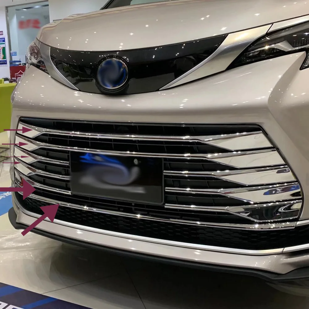

Для Toyota Sienna 2021 2022 ABS хромированный передний бампер двигателя автомобиля гриль верхний центральный решетка крышка отделка Аксессуары Стайли...